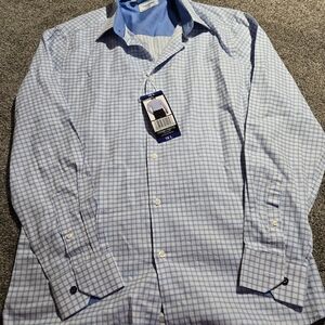 Duchamp Light Blue Checkered Dress Shirt